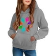 thumbnail image 2 of bbymog Girls' Fashion Printed Sweatshirt Fall Long Sleeve Pullover Hoodies with Pocket Casual Sweatshirts for Teen Girls Gray J 9 Years, 2 of 6