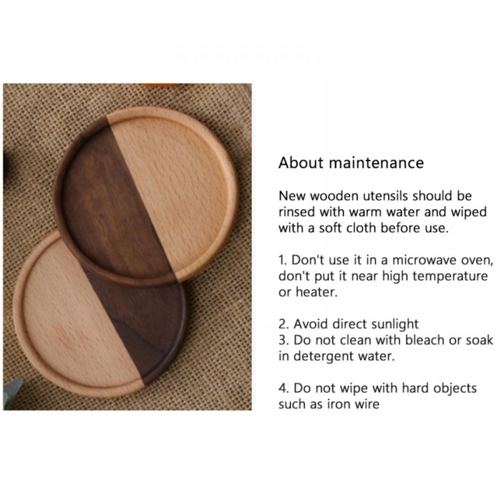 Crowdstage Round Wooden Drink Coasters Tea Coffee Cup Pads Placemats Decor Durable Heat Resistant Drink Mat Coaster (plate) - image 5 of 8