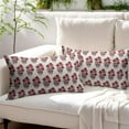 thumbnail image 6 of Burgundy Red Floral Block Print Lumbar Pillow Covers 12x20 Set of 2 Chinoiserie Flower Leaves Outdoor Decorative Throw Pillows Rectangle Pillowcases Decor for Home Sofa Couch Bed, 6 of 6