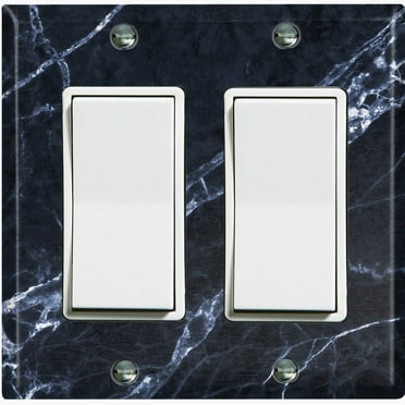 Metal Light Switch Plate Outlet Cover (Image of Marble Black MAR006)