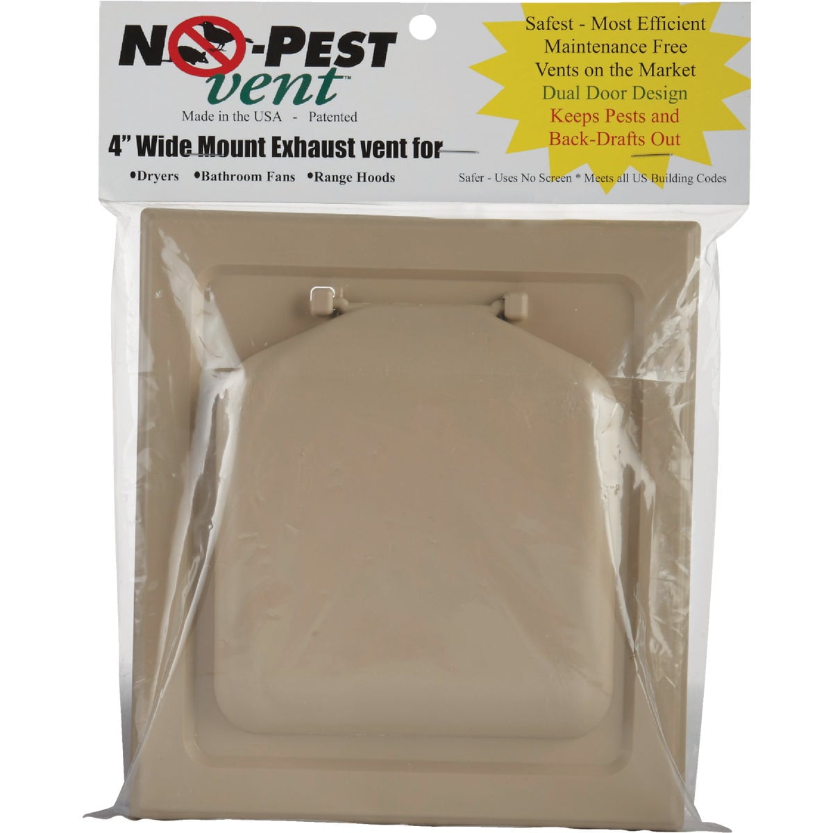 No-Pest 4 In. Tan Plastic Wide Mount Dryer Vent Hood NPWRT