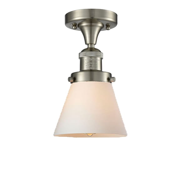 Innovations 1-LT LED Small Cone 6.5" Semi-Flush Mount - Brushed Satin Nickel - 517-1CH-SN-G61-LED