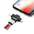 thumbnail image 1 of Lector de tarjetas 4 en 1 con conector de interfaz USB tipo C para iOS, adaptador OTG HUB para iOS, Android y Samsung, 1 of 9