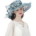 thumbnail image 4 of Fascinator Hats for Women, Women's Organza Church Derby Hat Hats Wide Brim Tea Party Hats Uv Protection Sun Hat, 4 of 6