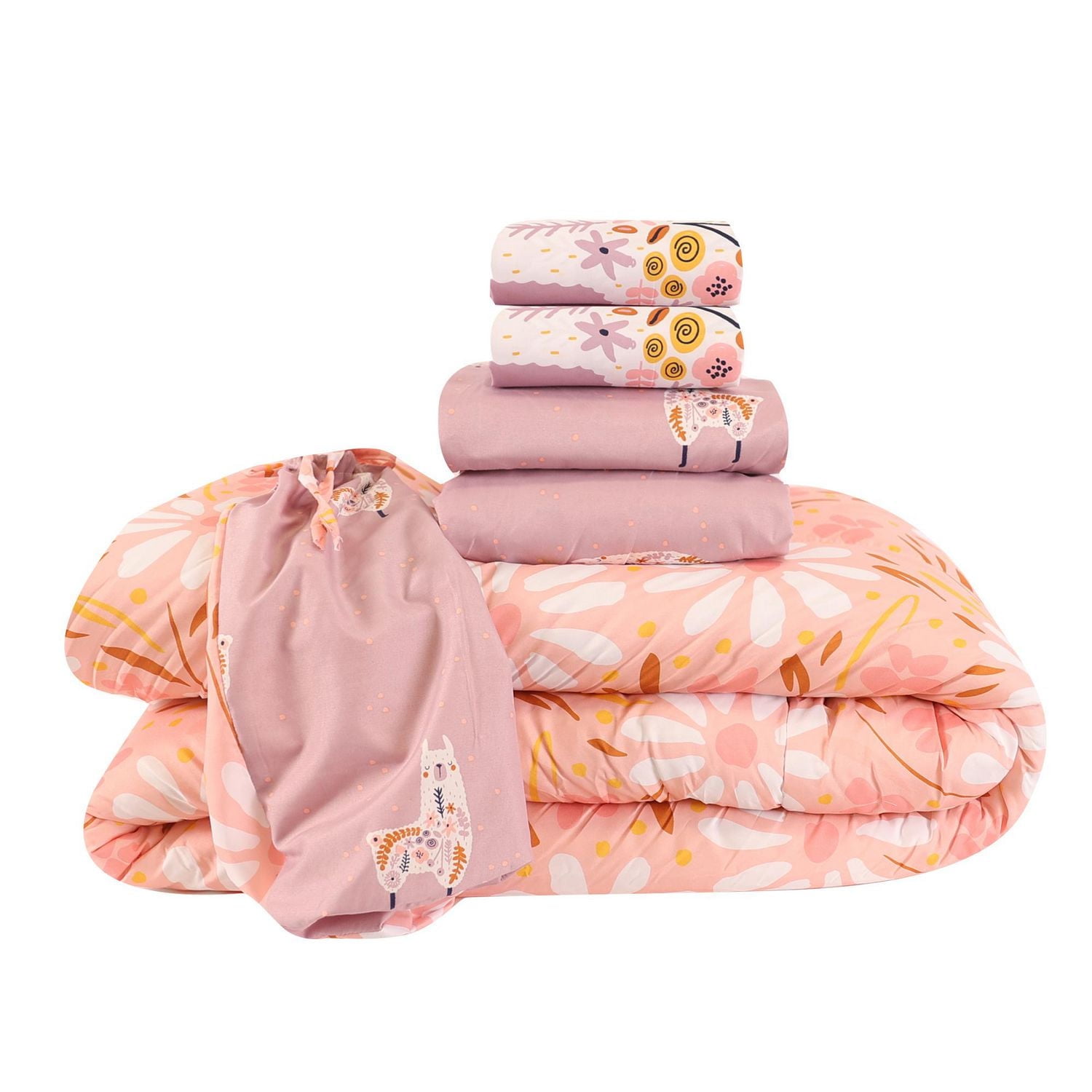 5-Piece Full/Double Bedding Set, Pink Daisy