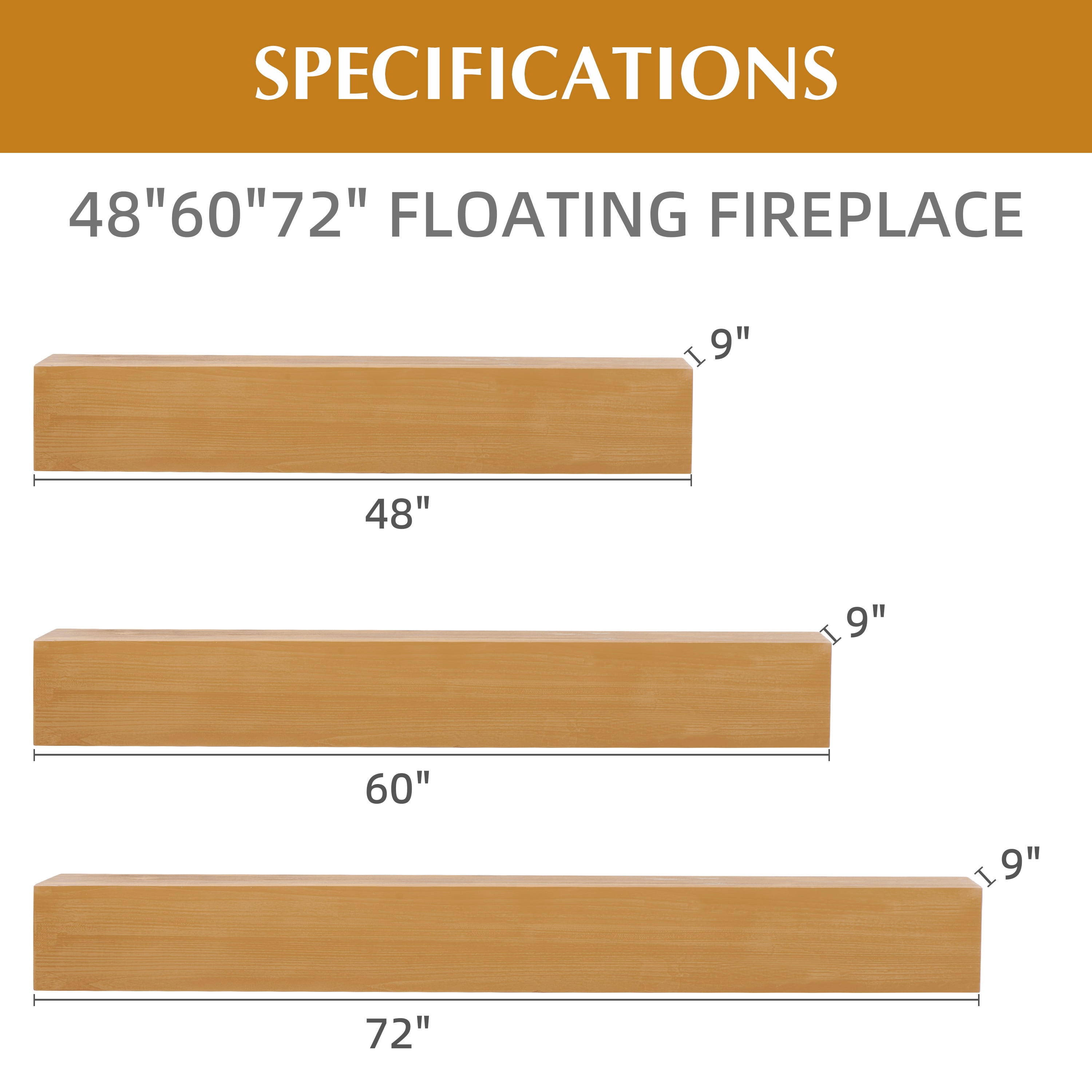 LiviNest 60" Floating Mantel Shelf: 70 LBS Heavy-Duty Load - Secure Wall Mount for Fireplace Decor - Modern Farmhouse Living Room & Bedroom Display