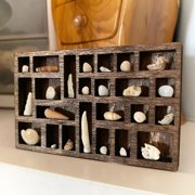 LAMIRO Wood Trinket Shelf For Home Decor With Multi-Compartment Wooden Shadow Box Display Shelf Organizer Storage Shadow Box for Mini Figures