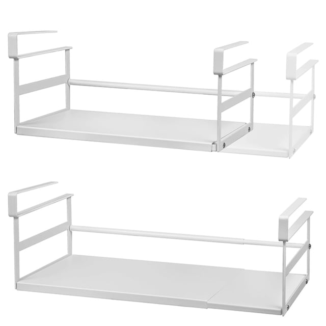 Cesta de almacenamiento para debajo del estante Selosiz, expandible, blanca, paquete de 2