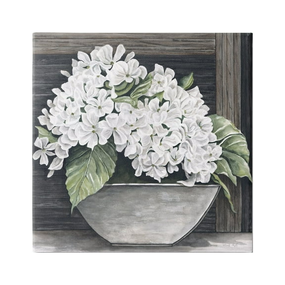 Stupell Industries White Geranium Flower Planter Rustic Country Scene Painting Gallery Wrapped Canvas Print Wall Art, Design by Cindy Jacobs