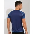 thumbnail image 3 of JanJean Men's Athletic Short Sleeves T-Shirt Quick Dry Performance Tee Shirt Gym Yoga Workout Tops Dark Blue L, 3 of 7