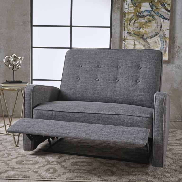 GDF Studio Callade Buttoned Fabric Reclining Loveseat Gray