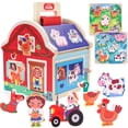 thumbnail image 2 of Toddler Montessori Wooden Farm Animal Toys for 1 2 3 Year Old Girls Boys, Sorting Barn Toy with Blocks Puzzles, Baby Shape Sorter Learning Toys, Christmas Birthday Gifts for Toddlers 1-3, 2 of 8