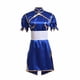 thumbnail image 1 of Disfraz de Chun Li para mujer y niña, traje de fiesta de Halloween, Sutorito, Faita, vestido Cheongsam azul, cinturón, tocado, 1 of 4