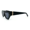 thumbnail image 4 of Womens Mod Fashion Rectangular Cat Eye Thick Temple Designer Sunglasses All Black, 4 of 4