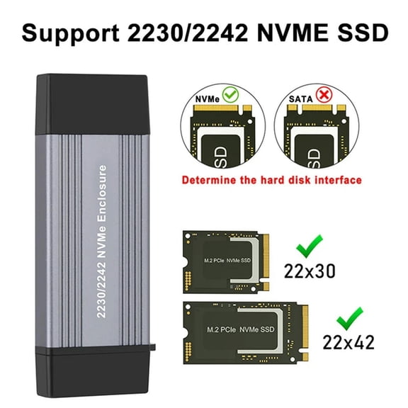 FOR NVME SSD Case M2 Adapter NVME External Enclosure PCIE NVME M/M B Key To USB 3.1 10Gbps Supports 2230 2242 M.2 SSD Box