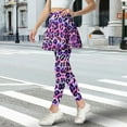 thumbnail image 2 of SCRAWLGOD Trendy Women's Yoga Tennis Skirted Leggings Polyester Spandex Soft Running Clothing Breathable Elastic Active Skorts for Dressy Casual, Leopard Print Black Violet Stripe, L, 2 of 7