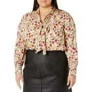 Jessica Simpson Women's Blouse Large Dazed Neck-Tie Floral