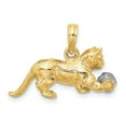 thumbnail image 4 of Diamond2Deal 14k Two-tone Gold 3-D Cat Playing with Moveable Ball Pendant for Women, 4 of 4