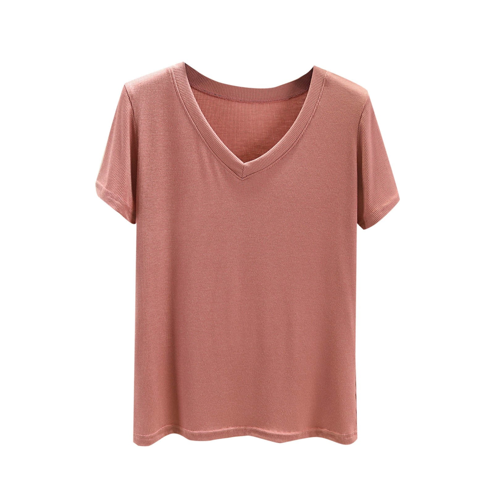 2 Pack ylioge Cotton T Shirts for Women Short Sleeve V Neck Tees Tops Womens Casual Solid Color Pullover Stretchy Basic Going-Out Loungewear Tshirts Shirt