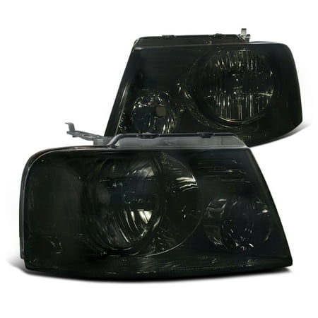 Euro Headlight Guards Spec-D Tuning For 2004-2008 Ford F150 Euro Style Headlights Smoke Pair W/ Clear Reflector 2004 2005 2006 2007 2008 (Left+Right) ()
