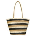 thumbnail image 4 of Time and Tru Women's Striped Straw Tote Bag, Natural, 4 of 4