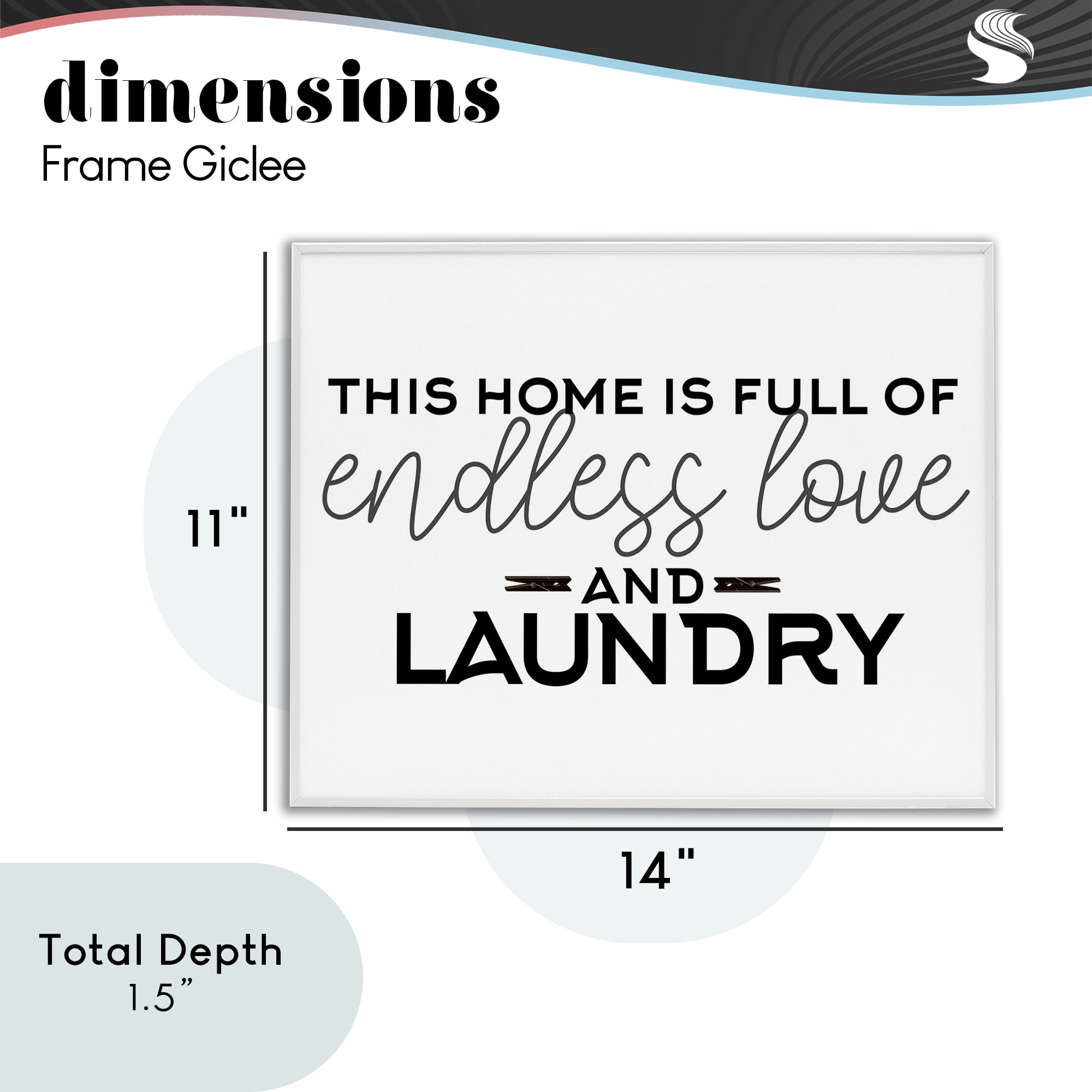 Endless Love & Laundry Minimal White Framed Giclee Art, design by Kim Allen