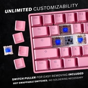 HK GAMING GK61 Mechanical Gaming Keyboard - 61 Keys Multi Color RGB Illuminated LED Backlit Wired Programmable for PC/Mac Gamer ( Gateron Optical Yellow , Prism Pink )