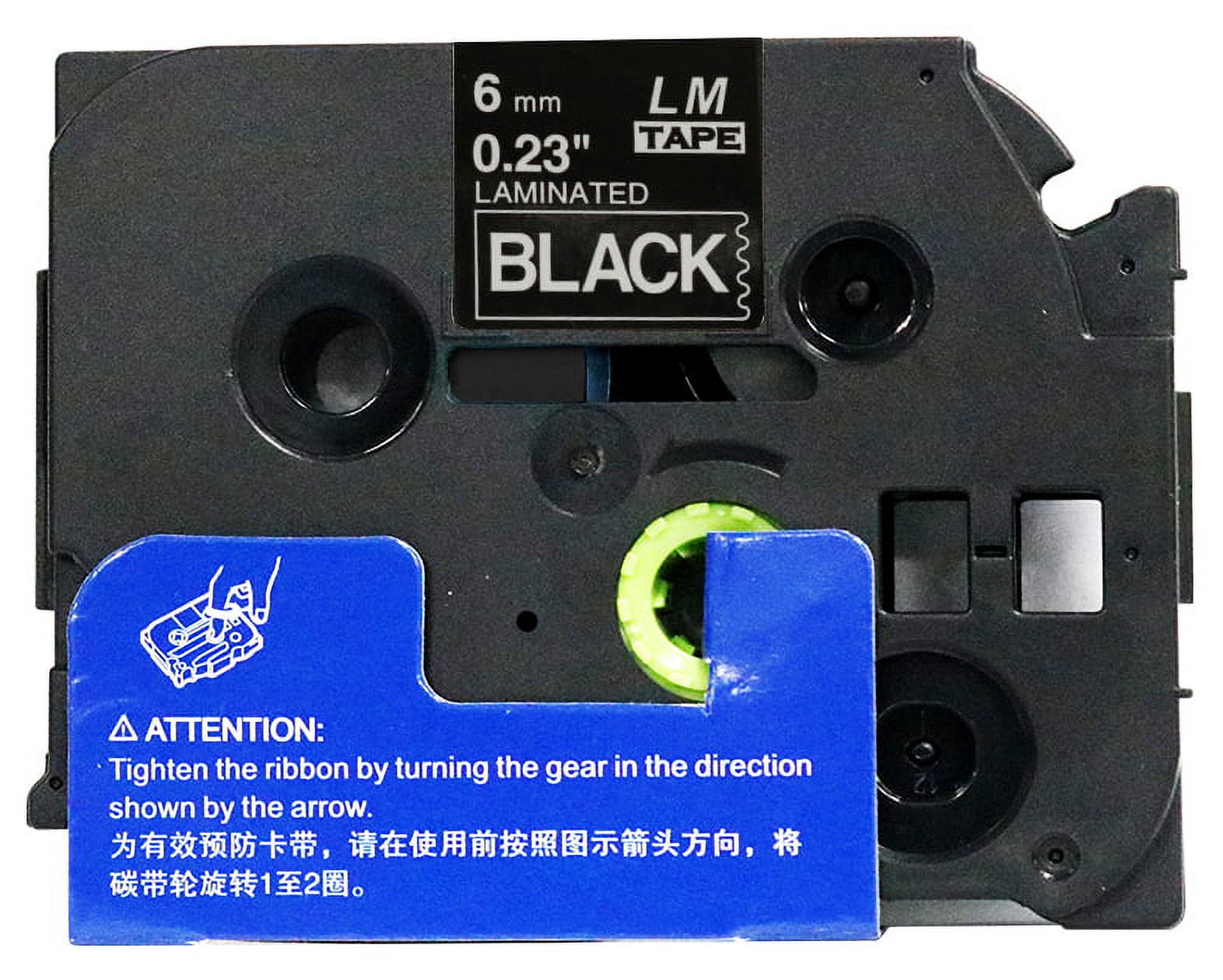LM Tapes - Premium 1/4" White Print on Black Label (6mm 0.23 Laminated) compatible with TZe-315 P-touch Tape comes with Free Tape Color/Size Guide for easy reordering. - image 2 of 2