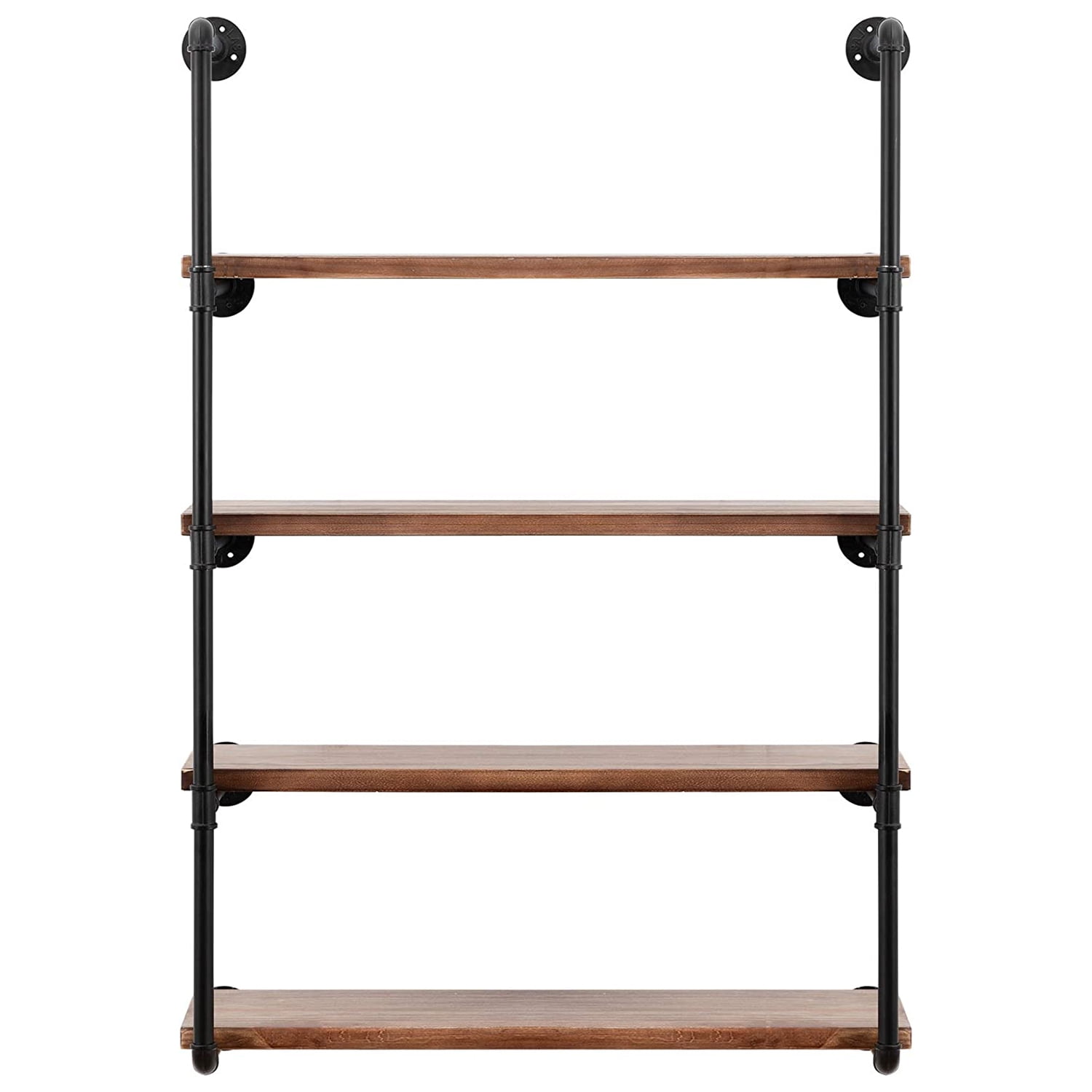 Pipe Floating Shelves, Metal Bracket Storage Wall Shelf, 4Tier Rustic