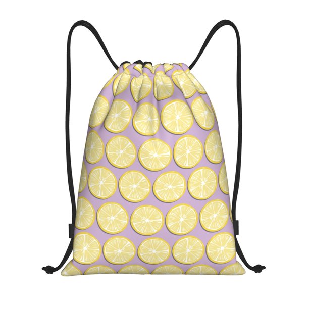 Fotbe Yellow Lemon Slices Bolsa Mochila con Cordón Estampada, Bolsa de Gimnasio Deportiva, Bolsa Cinch, Bolsa con Cordón para Hombres y Mujeres-Medium