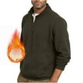 thumbnail image 5 of Aimik Hanes Men's Quarter Zip Sweatshirt Sherpa Lined Fleece Zipper Pullover Heavyweight Winter Warm Cotton Sweater-Army Green S, 5 of 6