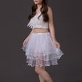 thumbnail image 2 of Miluxas Women Summer Mini Skirts Multi-Layer High Waist Solid Color Mini Skirt with Ruffled White, 2 of 5