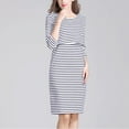 thumbnail image 6 of Jinhomg Women's 3/4 Sleeve Nursing Dress Fall Comfy Striped Print Midi Bodycon Dress Casual Pregnancy Breastfeeding Dress with Pockets Fall Saving White XL, 6 of 8