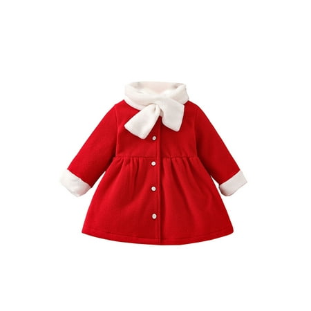 

Baby Girls Dress Coat Christmas Winter Warm Jacket Long Sleeve Button Trench Coat Peacoat Outerwear