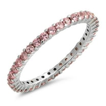 CHOOSE YOUR COLOR Pink CZ Stackable Promise Ring .925 Sterling Silver Thumb Band Female Size 7