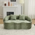 thumbnail image 5 of SOULART 66.93" Loveseat Sofa, Green Curved Cream Couch with Round Armrest, Compression Design with 2 Pillows, No Assembly Required for Small Spaces, 5 of 11