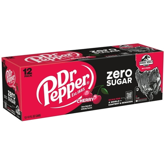 Dr Pepper Zero Sugar Cherry Soda Pop, 12 fl oz, 12 Pack Cans