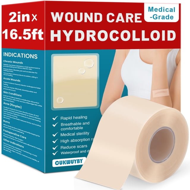 Rollo de hidrocoloide para el cuidado de heridas WUYUAN, 5 cm x 5 m, impermeable