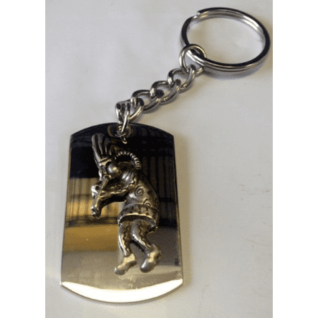 - Kokopelli Rasta Music Pewter Metal Emblem - Metal Ring Key Chain