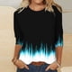 thumbnail image 2 of Camisetas Casuales de las Mujeres de Moda Impresa 3/4 Mangas Blusa Cuello Redondo para el Hogar Y Diario, 2 of 4