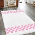 thumbnail image 2 of Minimalist Pink Washable Area Rug 4x6 Buffalo Check Plaid Farmhouse Farm Theme Low-Profile Large Area Rugs with Non Slip Backing Indoor Floor Carpet for Entrance Living Room Bedroom Home Office, 2 of 9