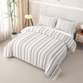 thumbnail image 3 of Castle Fairy Minimalist Vertical Stripe Twin Quilt Set 2 Pieces,Geometric Thin Line Twin Coverlet Set,Beige Brown Gray,1 Bedspread and 1 Pillowcase, 3 of 7