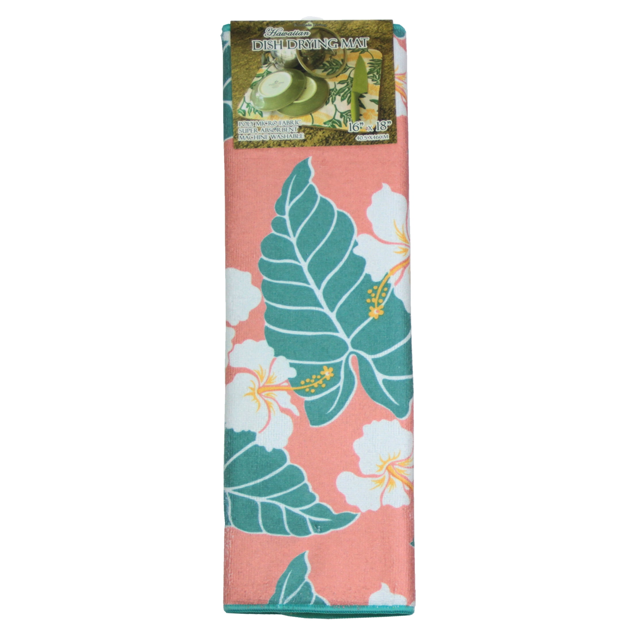 Hi Kalama Collection Micro Fabric Coral Hibiscus Flower Drying Mat
