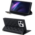 thumbnail image 6 of Crossbody Wallet for iPhone 14 Pro Case with Adjustable Lanyard Strap Credit Card Holder 6.1",PU Leather Zipper Handbag Purse Kickstand Lattice Pattern Cover Case for Men Women Girl,Black, 6 of 13