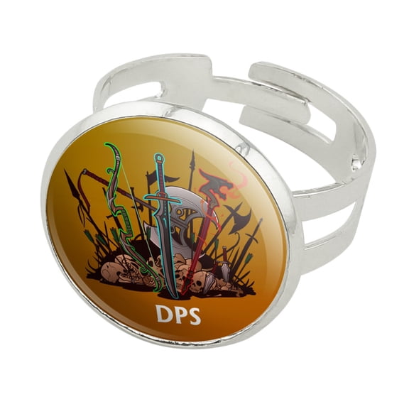 DPS Damage Per Second RPG MMORPG Class Role Playing Game Silver Plated Adjustable Novelty Ring