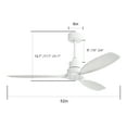 thumbnail image 6 of Sofucor 52 Inch Ceiling Fan no Light, Outdoor Indoor Modern White Ceiling Fan, 3 Wood Blades, 6 of 8