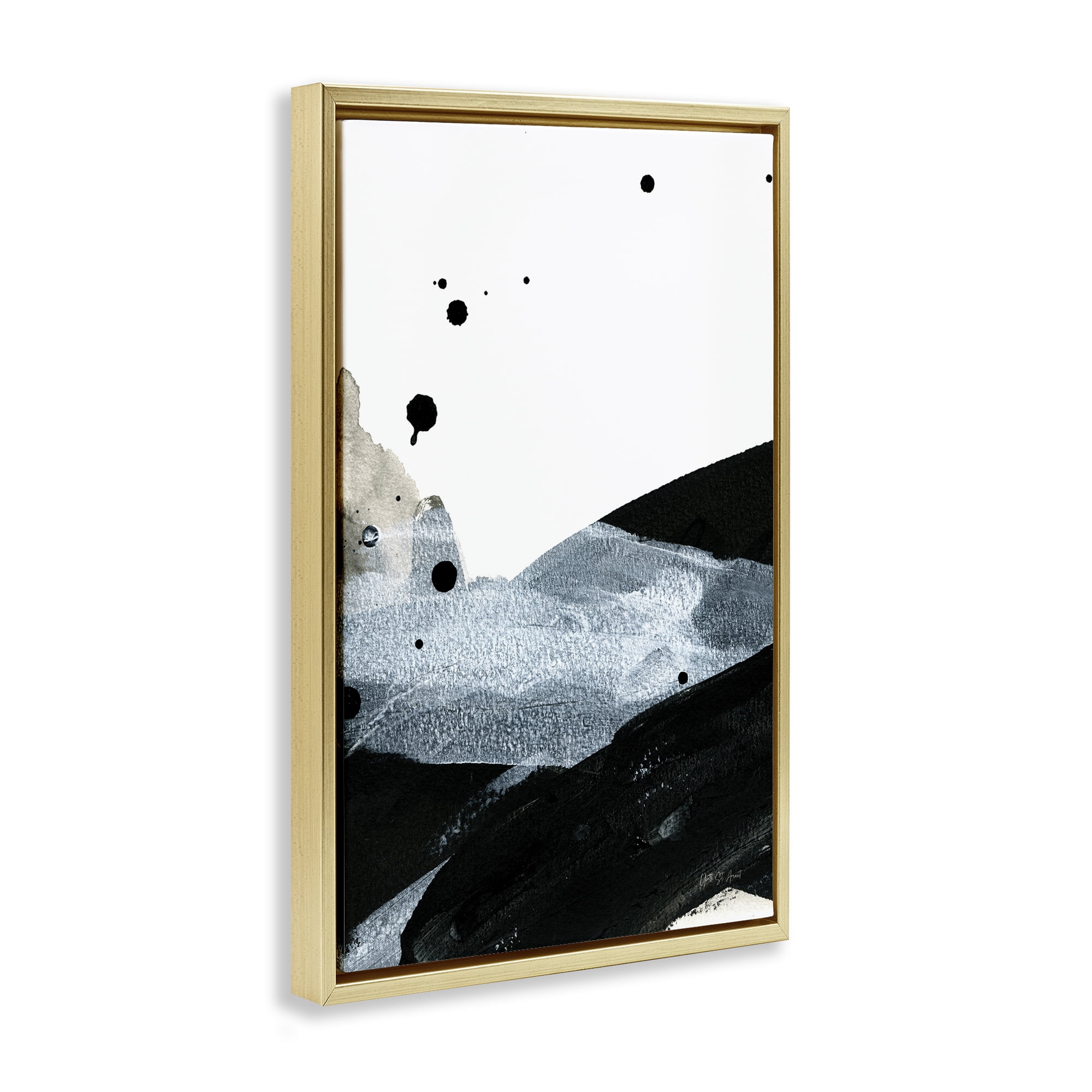 Stupell Industries Murky Gradient Movement Abstract Painting Gold Floater Framed Canvas Art Print Wall Art, 17 x 25