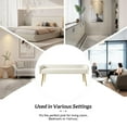 thumbnail image 6 of 55" Upholstered Ottoman Bench with Arms Low Back,End of Bed Entryway Bedroom Golden Tapered Leg Beige, 6 of 8