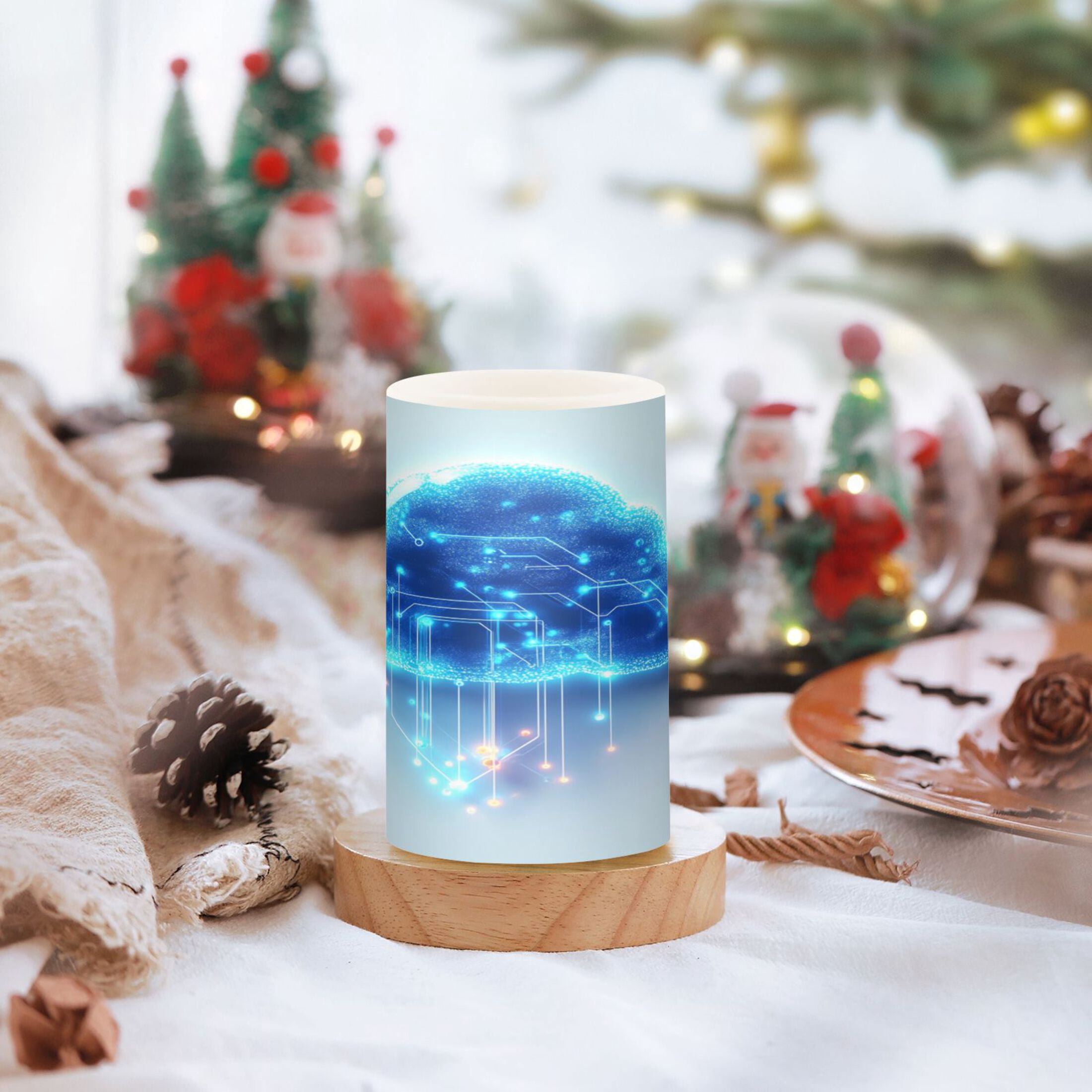 2 PCS Flameless Candles with Remote Timer LED Battery Operated Flickering Candle Light for Wedding Table Home Decoration Gifts Glowing Blue Clouds
