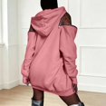 thumbnail image 5 of Women Hoodies Off-shoulder Hoodies Long Sleeve Plain Tunic Cold Shoulder Pullover Oversized Hooded Sweatshirt Women's Fall 2026 Outfits(Pink,S), 5 of 8